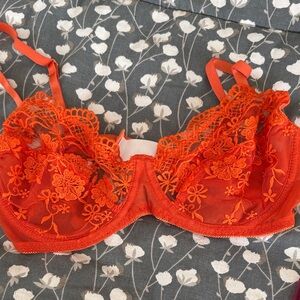 6️⃣2️⃣8️⃣ SHEIN Floral Lace Underwire Bra in Bright Orange
